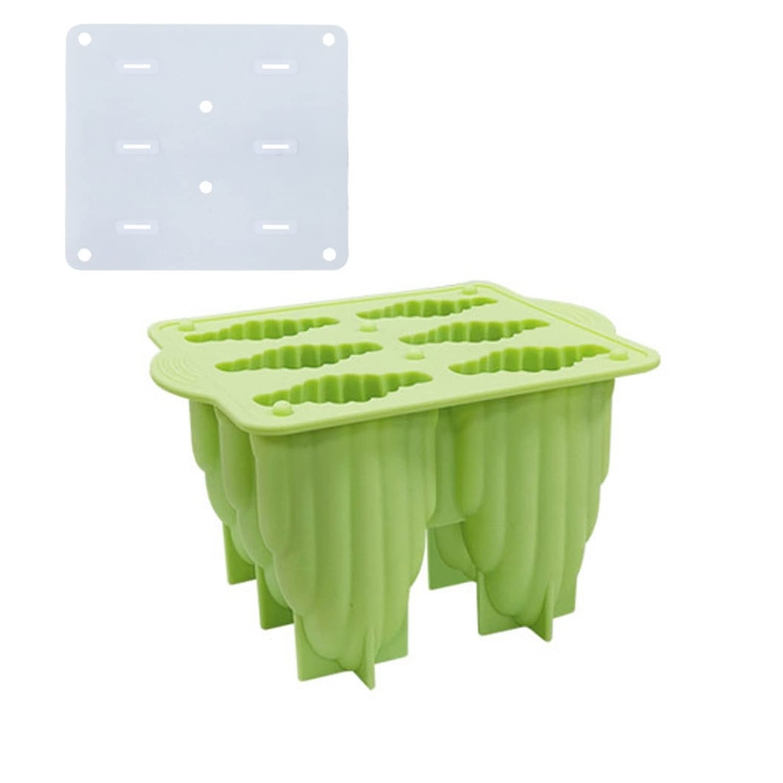 Buxuaaaa 6 Cells Ice Cream Mold Ice for Pop Popsicles Maker Cube Molds Accessories 3 Colors Silicone Cream Molds Shapes