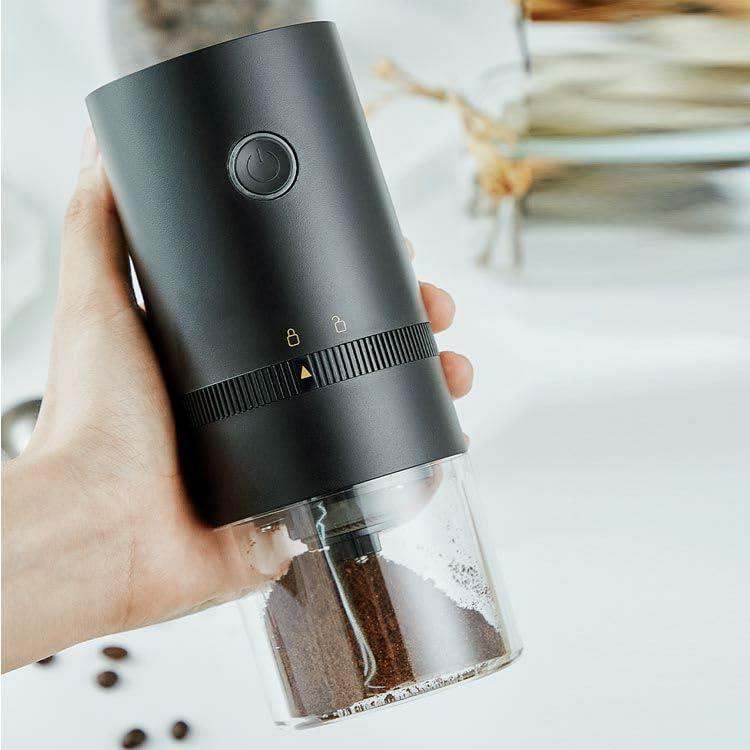 Image of STAR WORK Automatic Coffee Grinder - Adjustable Burr Mill with Precision Coarseness Control |Portable | USB Rechargeable, Compact & Durable Design for Espresso, French Press & Pour Over. (Black)