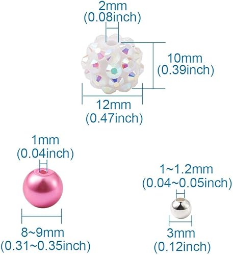 Miniatura 6 de KISSITTY 300 unidscaja de perlas redondas de vidrio de 0.315 in cuentas espaciadoras sueltas 15 colores con cuentas de diamantes de imitación