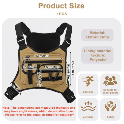 Image of GUSTAVE Chest Bag for Men Women Black Tactical Vest Bag Waterproof Multi-pockets Adjustable Rig Bag for Running, Cycling, Sports, Workouts, Outdoor