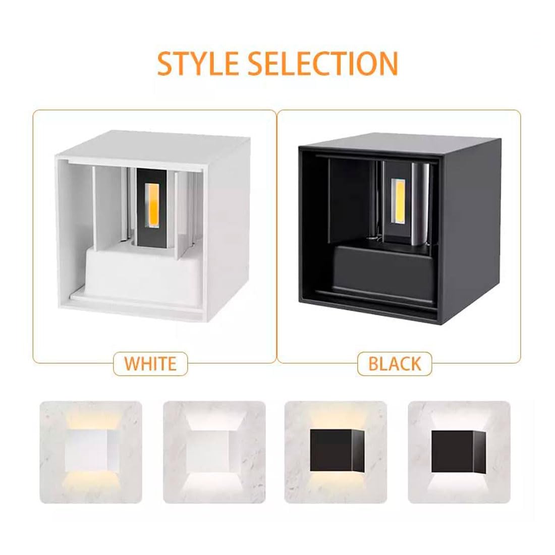 M Ledme - Aplique de pared Negro exterior/interior LED 6W, 3000k Blanco cálido, haz de luz ajustable, IP54 Impermeable, ideal iluminación para Exterior, Jardín, Terraza, Patio, LM6182