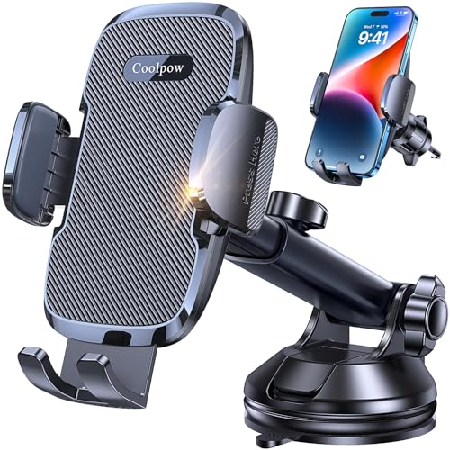 Coolpow 3-in-1 Car Phone Holder Mount【Strongest Suction & Military-Grade】 Cell