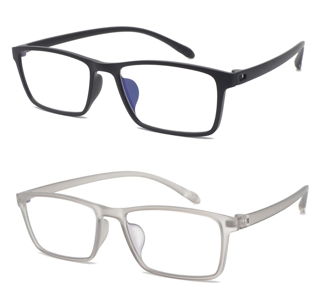 MCOORN Gafas de Lectura Flexibles Ligeras, Anchas Anti Luz Azul (Pack 2)