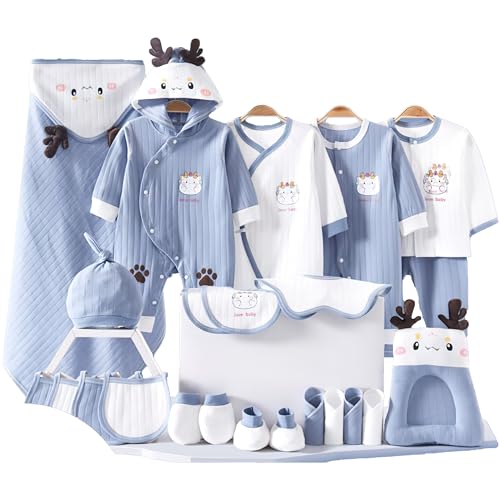 Image of felisun Newborn Clothing & Accessory Set,24 Piece Crib Set,For New Born to 6 Months,Boy Outfits,Baby Girl Gifts Clothes Essentials Must Haves（for Fall Blue
