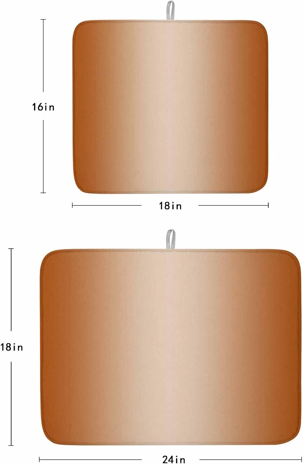 Burnt Orange Ombre Dish Drying Mat for Kitchen Counter, Microfiber Rack Pads, Farmhouse Orange Color Gradient Absorbent Dish Bottle Drying Mat, 18" x 24", 1 Pack