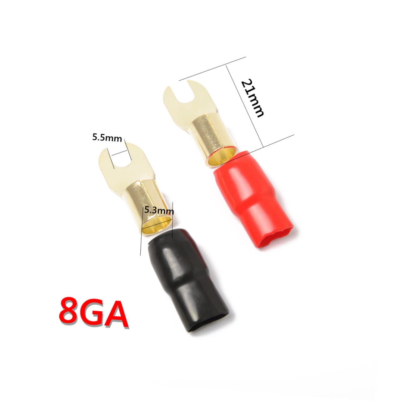 KONTONTY 10 Pairs Spade Terminal Speaker Wire Connectors 8ga Terminal Copper Spade