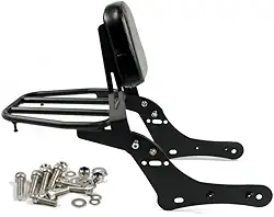 Worldmotop Motocicleta Sissy Bar Encosto Traseiro Assento de Passageiro Substituição para Kawasaki Vulcan S 650 VN650 2015 2016 2017 2018 2019 2020, Encosto Destacável (com bagageiro)