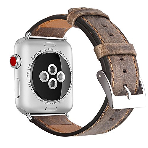 Pulseira De Couro Apple Watch 42mm Premium Marrom Clássica