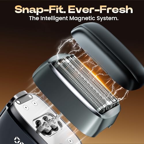 Image of Electric Foil Shaver for Men, Upgraded 5-Blade System,Electric Razor for Men,IPX8 Waterproof,Wet /Dry,LED Display, 2 Power Levels, 90-Min Runtime, USB-C Fast Charge,Travel Lock, Father's Day Gunmetal