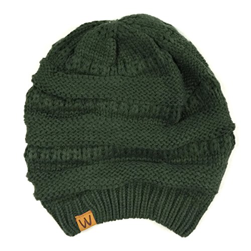 Wrapables Knitted Slouchy Winter Beanie Beret, Forest Green2