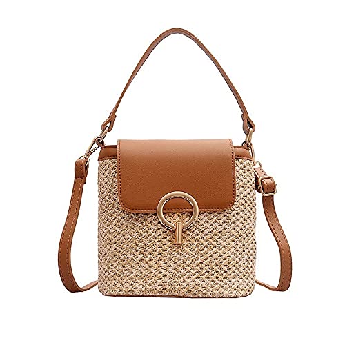 Sac de paille de plage d'été marron pour ranger vos essentiels avec sa bandoulière confortable