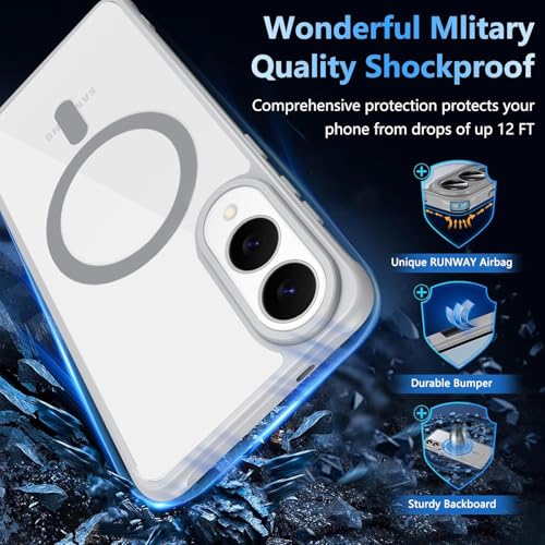 Image of DIZORO Compatible Samsung S25 5g Case,Compatible with MagSafe, Non Yellow Military-Grade Drop Protection & Hard PC Back Cover Slim Transparent Anti-Scratch Shockproof Phone Case -Titanium Grey
