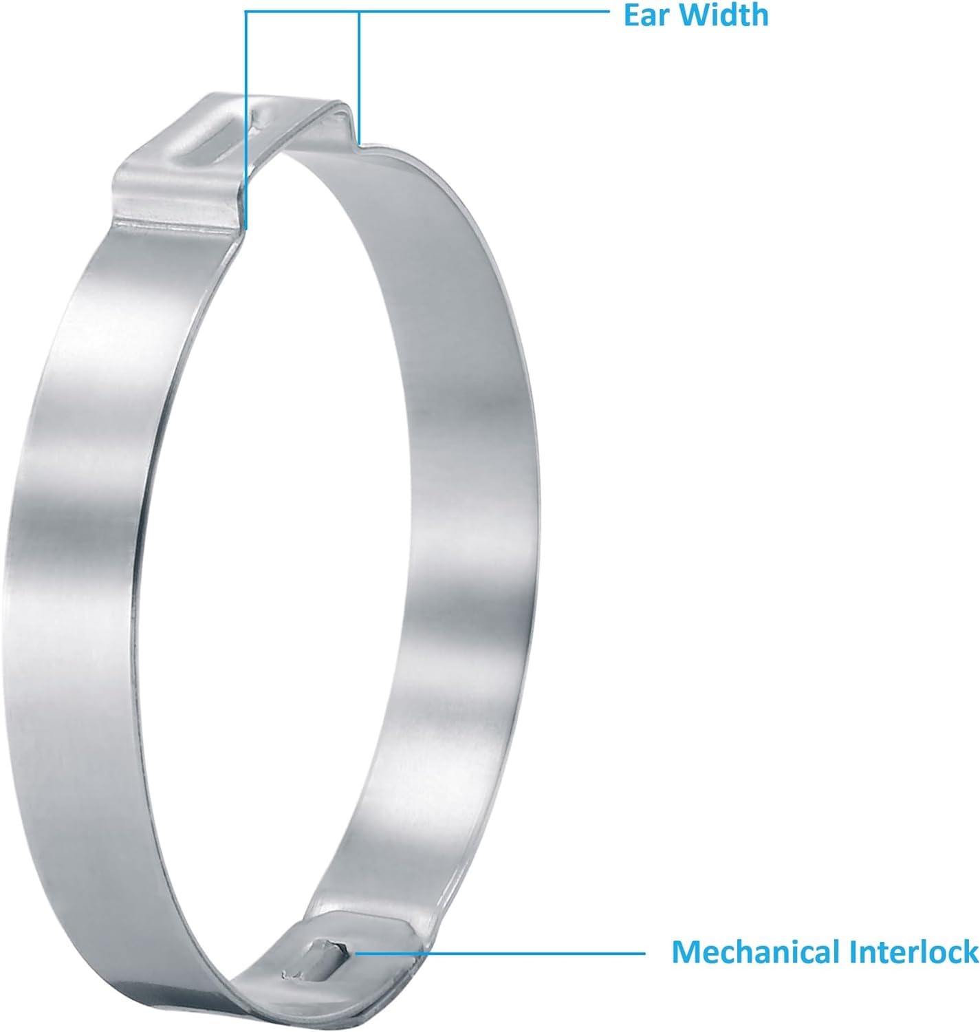 OCS Parts - Oetiker 155 Single Ear Clamps with Mechanical Interlock, 155 Stainless Steel, 24.1 mm Size, Includes OCS Parts 2-Year Warranty (20-Pack)
