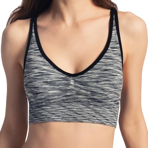 Coobie Seamless Fusion Racer Back Sports Bra,Black Night,Large