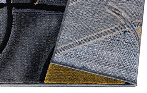 Masada Rugs, Modern Contemporary Area Rug, Yellow Grey Black (8 Feet X 10 Feet) #TOP7