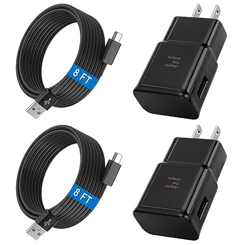 Phone Charger Android Type C Charger Cable Fast Charging with 8FT USB C Cord for Samsung Galaxy S10/S10e/S10+/S9/S9+/S8/S8+/S23/S22/S21 Ultra/S20/Note 20/Note 10/Note 9/8/Z Flip 3/A03s/A02s, 2Pack