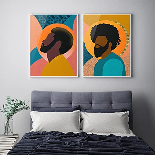 Toile homme noir 50x75cm lot de 2 pour habiller un mur vide avec un art abstrait moderne