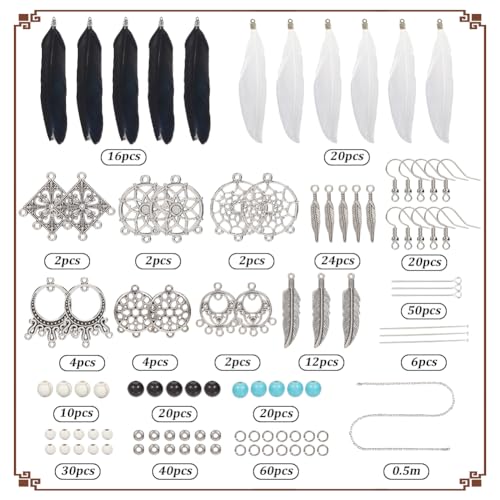 Kit de abalorios de plumas para diseñar 8 pendientes exclusivos 3