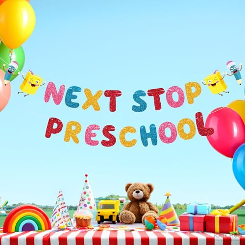 Image of Katchon Next Stop Preschool Banner - Graduation Decorations 2026 Preschool Graduation Party Decorations, Preschool Graduation Banner, Prek Grad Decorations for Children Graduation Party