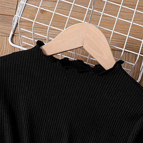 Patpat Little Girl Dresses Fall Casual Long Sleeve Unicorn Tutu Dress For Kids Tulle Skirt Mesh Star Stitching Dress Black 7-8 Years #TOP2