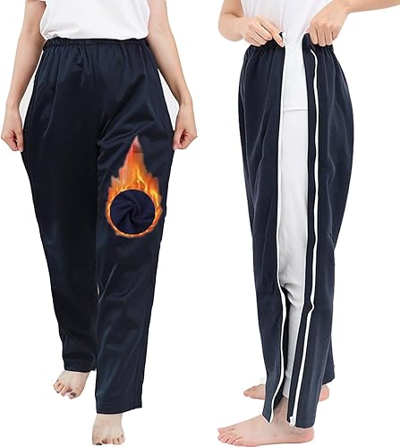 AUSTYLCO Pantalones unisex con cremallera lateral, pantalones con cremallera para recuperación después de la cirugía, traje para pacientes