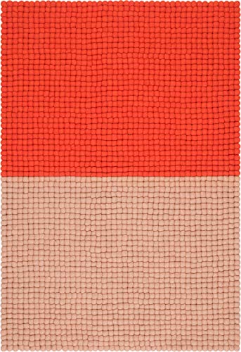 myfelt Contrast Filzkugelteppich — 90x130 cm — rosa/rot…