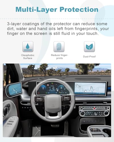 Image of CDEFG 12Pcs for 2026 Hyundai Ioniq 9 Screen Protector for 2026 Hyundai Ioniq 9 Accessories Dual 12.3-Inch Touch Screen & AC Displays & Rearview Mirror Screens HD Clear