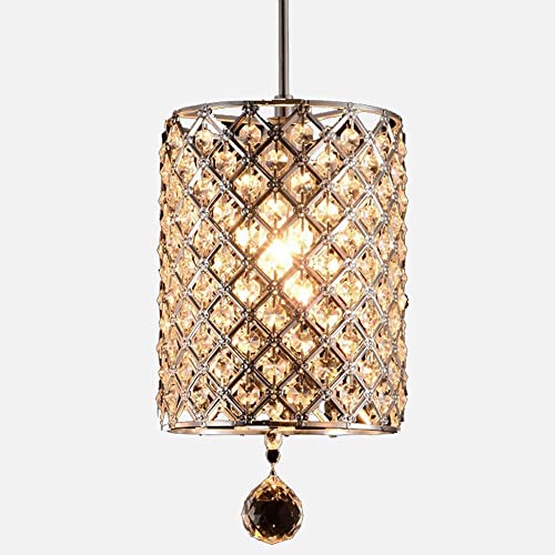 Moderna lámpara de araña de cristal K9 con forma de gota de agua, lámpara colgante de lámpara de techo LED de acero inoxidable para comedor, baño, dormitorio, sala de estar, decoración, diámetro 18 x Cover