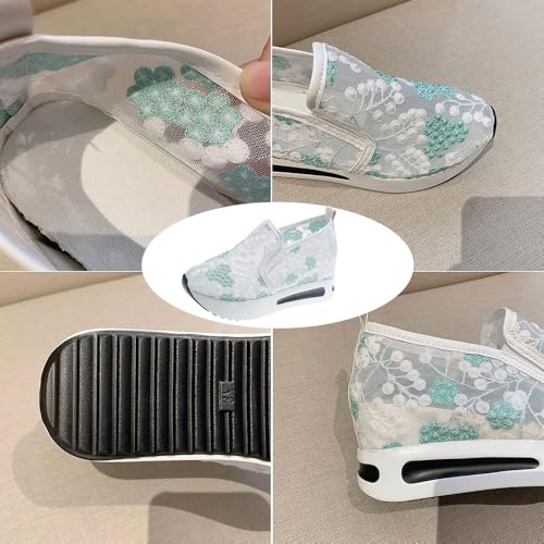 Breathable Mesh Floral Sneakers – Slip-On Platform Wedge Shoes with Arch Support for Walking & Work 6