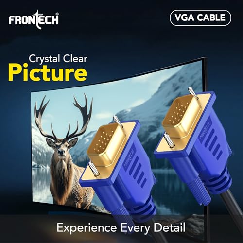 FRONTECH VGA Cable - 1.5M Length | Enhanced Signal Transmission for HD Audio/Video | Versatile Connectivity at Optimal Length | Universal... - Image 2