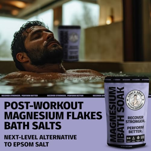 11 Best Bath Soaks for Sore Muscles: Relief That Works for Women Over 50 5 Coach Soak Recovery Bath Soak - Alternative to Epsom Salt Bath Soak - Fast-Absorbing Pure Magnesium Flakes & Dead Sea Salt with 21 Minerals, Bath Salts & Essential Oils - 3 lb, Calming Lavender