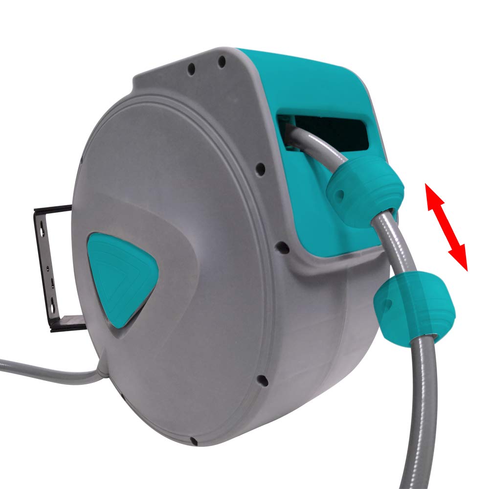 YRHome 10m Druckluftschlauch Aufroller automatisch 1/4'' Anschluss Schlauchaufroller Wandschlauchhalter Schlauchtrommel automatisch Druckluftschlauch-trommel für Autoreparaturstationen Grau