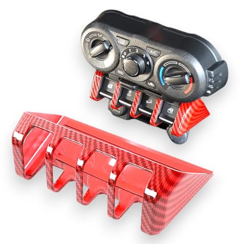 HapiChil スズキ ジムニー ウィンドウスイッチボタンフレーム リフティングパネルステッカー ガラスリフトスイッチ装飾 jimny JB64 JB74適用 アクセサリー (レッド)