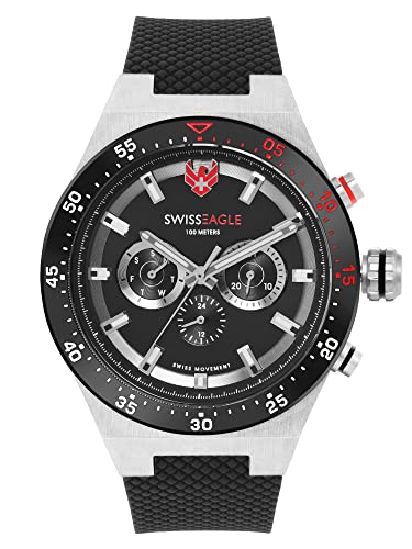 Image of Swiss Eagle Premium Swiss-Made Multifunction Watch for Men with Quartz Movement, Silicon Belt, Metal Case