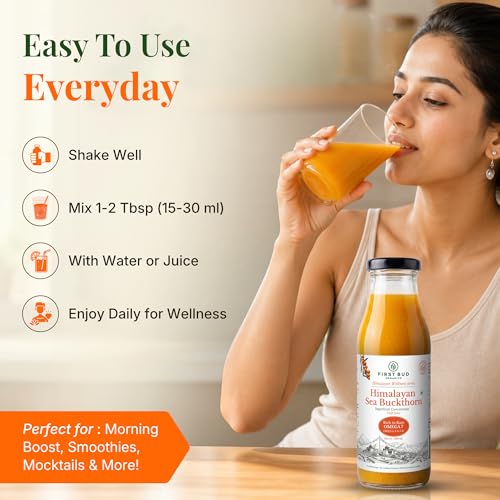 Image of Organic Sea Buckthorn Juice Concentrate 300ml | Antioxidant Rich Immunity Booster | Skin Glow & Hair Health Drink