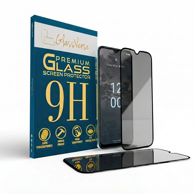 Image of GlassVerse Privacy Tempered Glass for Nokia G60 | Anti Spy Screen Protector, 9H Hardness, Edge to Edge, Case Friendly, Hassle-less Installation Kit Included. (Pack of 1)