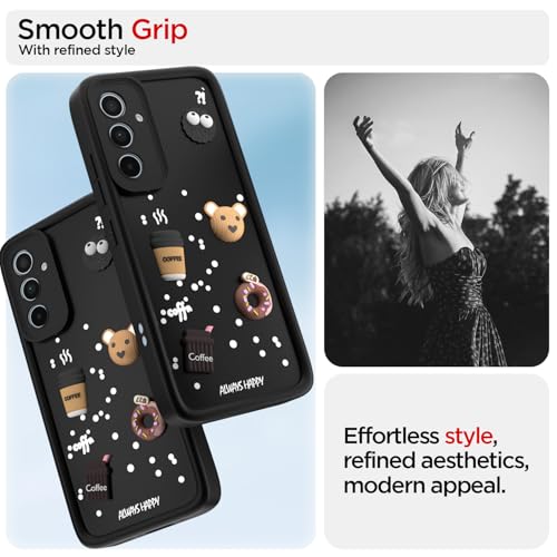 Image of Pikkme Back Cover for Samsung Galaxy A35 5G | Cute Fun Cartoon 3D Bear Silicone Full Body Protection Bumper Cover (Black)