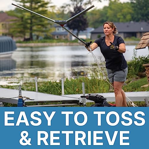 Jenlis Weed Razer Express, Lake Weed Cutter, Compact Aquatic Pond Plant Cutting Tool, Sharp Razor Blades Shear Cattail, Reed, Phragmites Lilly & Chara Algae, 30” Inch Cut Width, 25 Foot Throw Rope