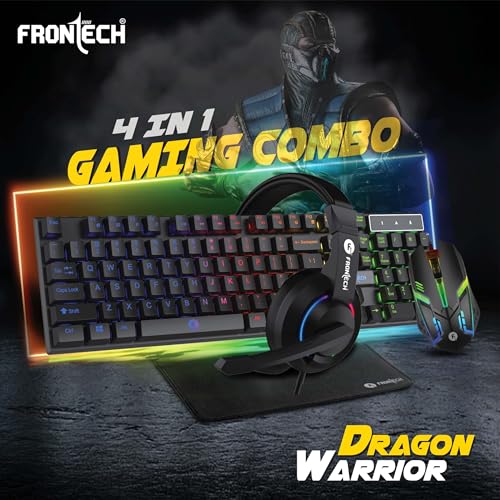 FRONTECH Dragon Warrior Gaming 4 in 1 Gaming Combo Set of Gaming Keyboard with RGB LED Backlit, Mouse with 1000 DPI, Mousepad and Premium Gaming... - Image 2