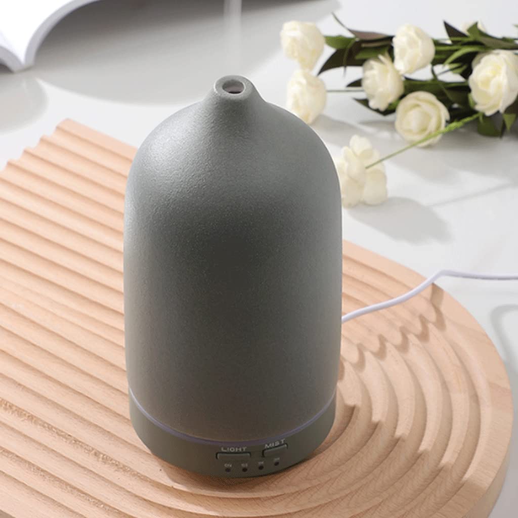 Diffusore di Olio Essenziale ad ultrasuoni in Ceramica, umidificatore Intelligente per Camera da Letto per Interni, Dimensioni ridotte 160 ml, Forma a Vaso, luci notturne Colorate