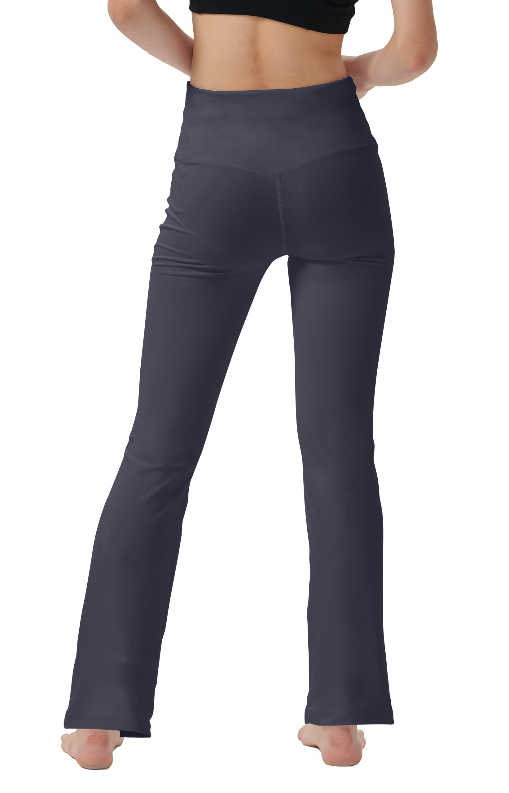 LaiEr Pantaloni da Yoga da Donna con 4 Tasche Pantaloni da Lavoro a Vita Alta 4 Vie Stretch Controllo Pancia Pantaloni Lunghi Svasati, (2 Tasche Laterali e Posteriori),