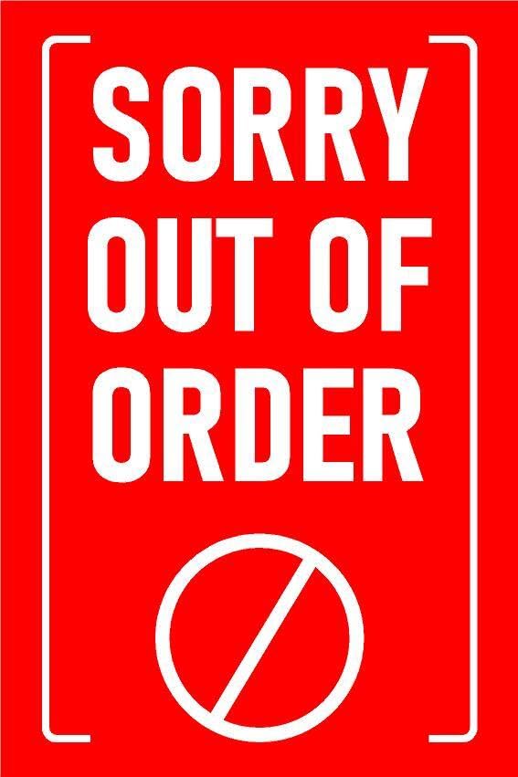 Sorry, out of order red sign - Self adhesive sticker (400mm x 300mm)