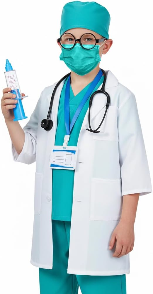 Doctor Costume for Kids Scrubs Pants with Accessories Set Children Party Cosplay 3-12 Years - Image 7