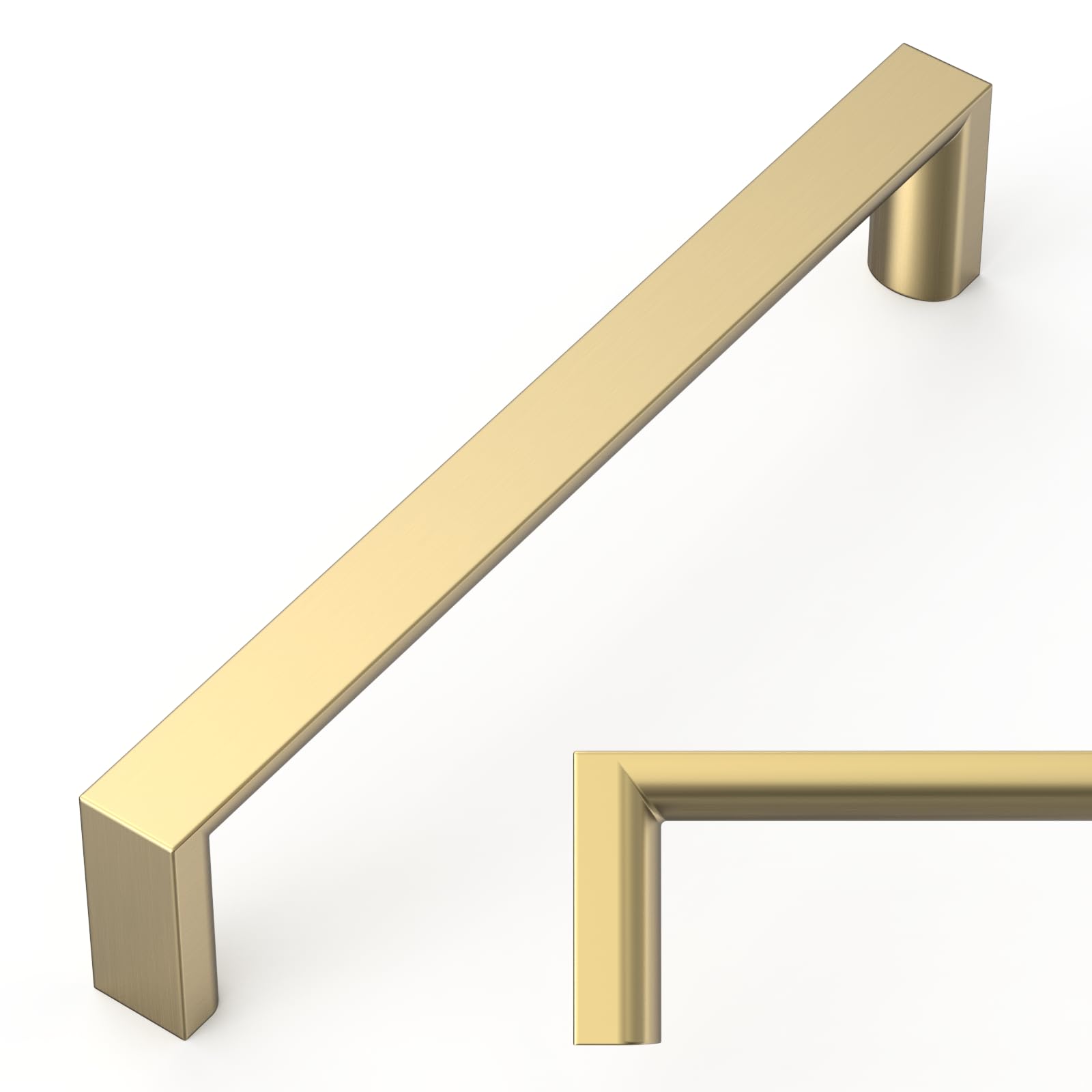 Amerdeco 10 Pack Champagne Bronze Cabinet Pulls, 5 Inch(128mm) Hole Center Kitchen Cupboard Handles, Solid Zinc Alloy - Cabinet Hardware Drawer Pulls for Cupboard Wardrobe, AM042