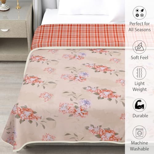 Image of Homestan Reversible All Season Cotton Feel Dohar for Single Bed,Soft Light Weight AC Blanket /Comforter for Summer /Winter /Monsoon (58x86 Inches, Spring Plaid)