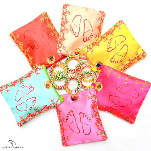 Image of Baby Shower Return Gift Potli Bags for Women Pack of 18 | Shagun Potli with Zip & Bangle Handle | Traditional Godh Bharai & Naming Ceremony Bags