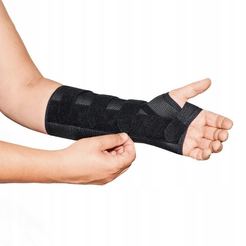 MEK 6004 Handgelenkstütze mit anatomischer Schiene – Verstellbare Handgelenkbandage mit Metallverstärkung, Schwarz (XL, Linke Hand)