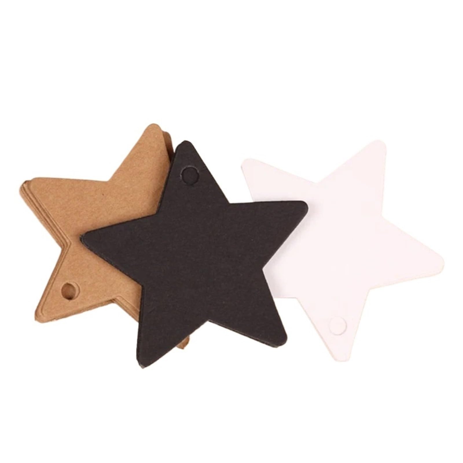 Lot de 300 étiquettes de prix vierges en papier kraft avec ficelle en forme d'étoile Couleurs disponibles