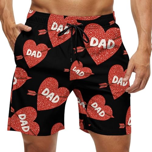 Dad Tattoo Heart with Arrow Mens Swim Trunks Quick Dry Board Shorts Beach Swimwear Bathing Suits