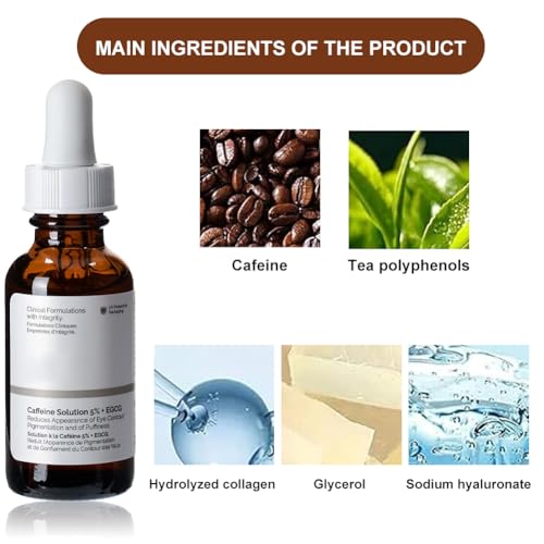 Caffeine Solution 5% + EGCG,Caffeine Eye Serum,Under Eye Cream for Reduce Circles and Puffy Eyes,Caffeine Eye Cream for Anti Aging Wrinkle, Eye Bags Removal,Fade Fine Lines,60ml - Image 3